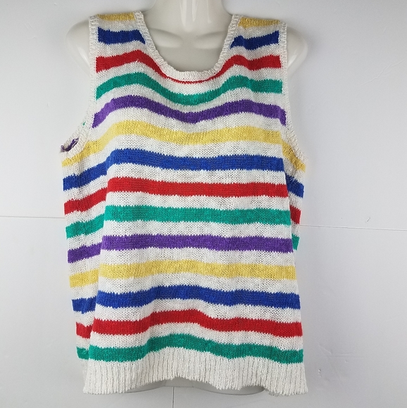ESSEX FUNCTION TANK TOP STRIPED RAINBOW SZ L - Picture 3 of 8